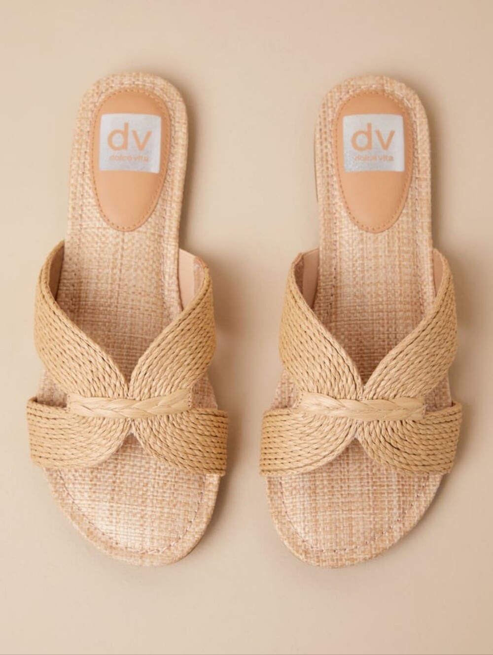 DV By Dolce Vita Geeya Bohemian Natural Raffia Flat Slide Sandals Size 9.5